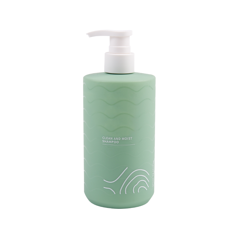 Green plastic press shampoo bote