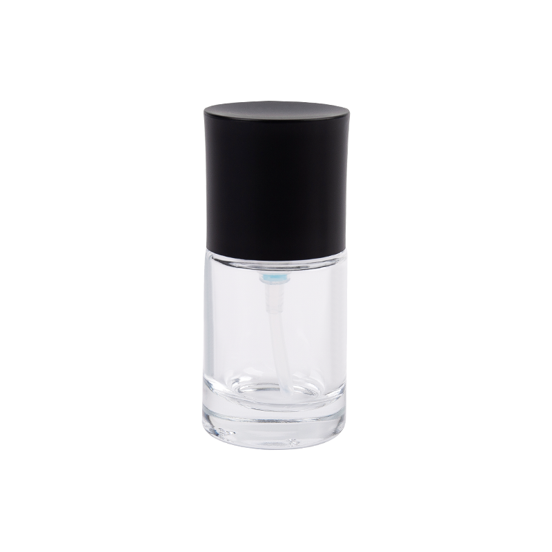 25ml Clear Glass Spray Bottle na may Black Abs Cap
